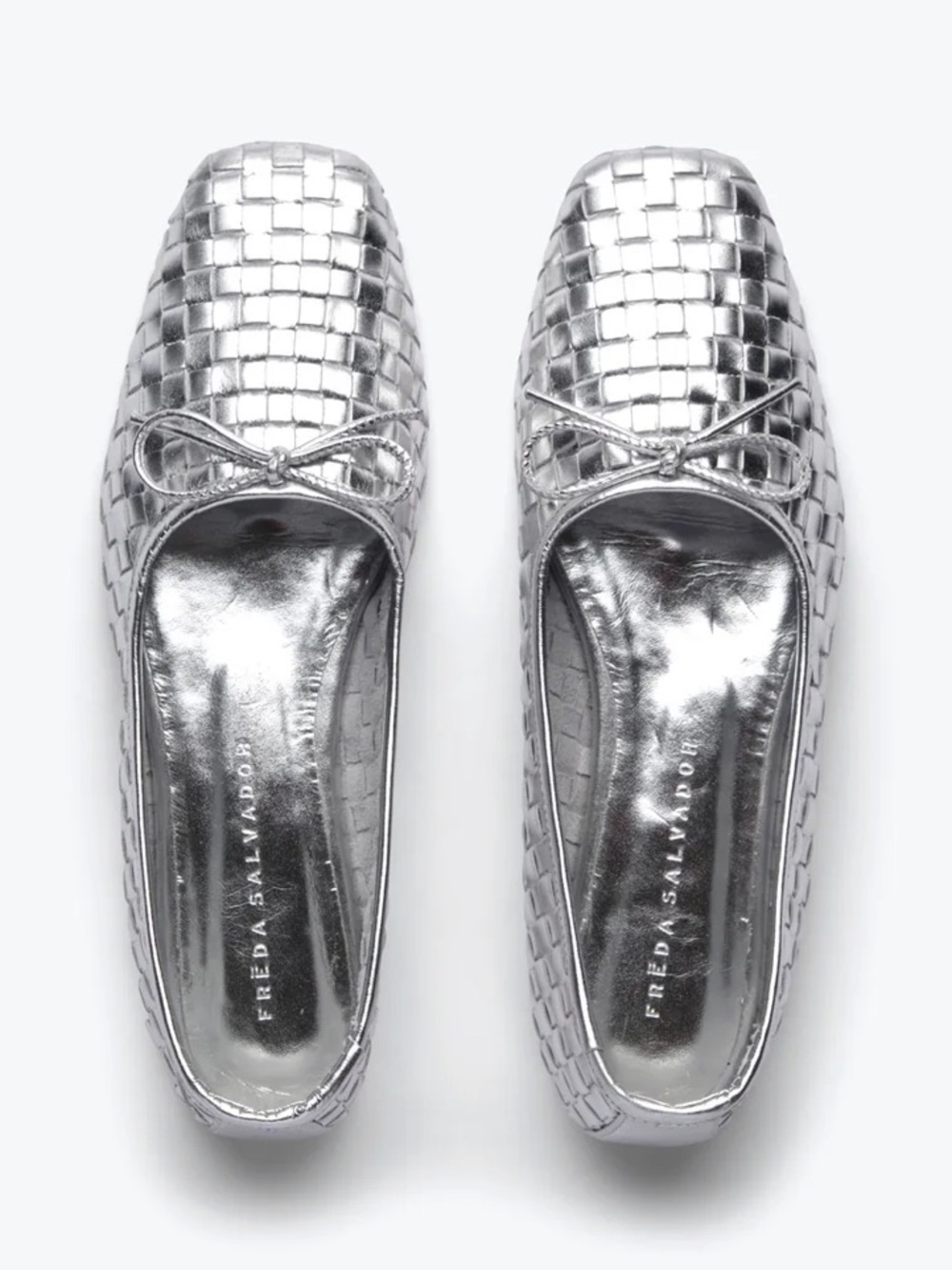 Freda Salvador Silver Jada Square Toe Ballet Flat 8 NWOB